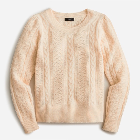 J. Crew Sweaters - J.Crew Size Small Pointelle Cable Knit Crewneck Sweater in Ivory